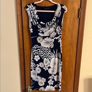 Floral Navy and White Dress